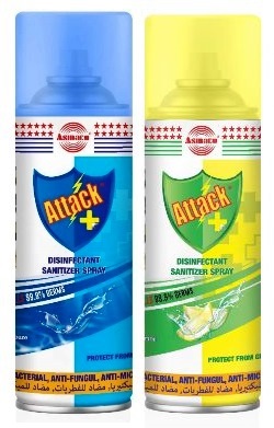 ATTACK SANITIZER DISINFECTANT SPRAY 400ml CAN.